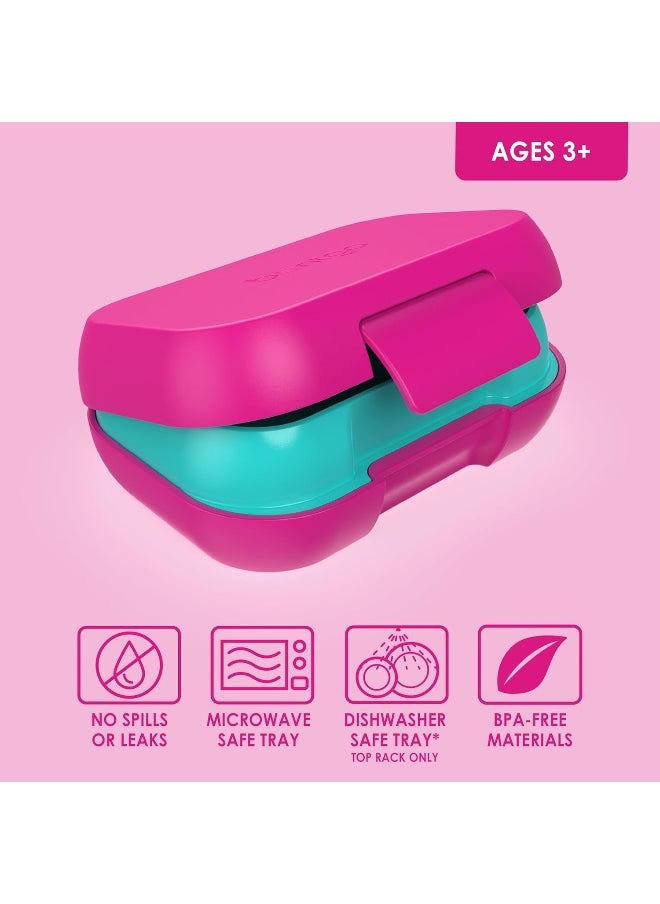Bentgo Kids Snack - 2 Compartment Leak-Proof Bento-Style Food Storage for Snacks and Small Meals, Easy-Open Latch, Dishwasher Safe, and BPA-Free - Ideal for Ages 3+ (Fuchsia/Teal)