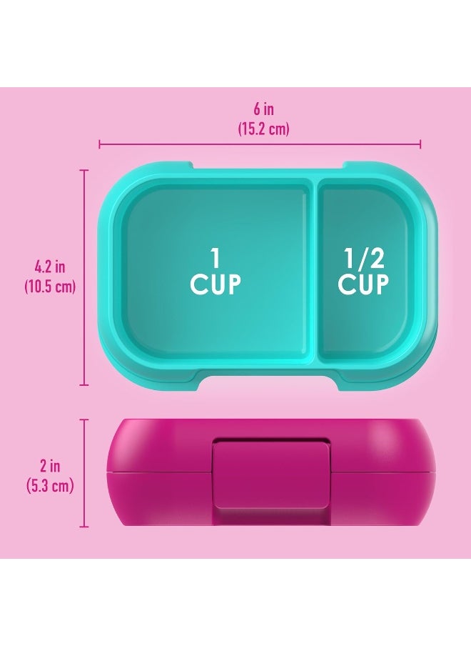 Bentgo Kids Snack - 2 Compartment Leak-Proof Bento-Style Food Storage for Snacks and Small Meals, Easy-Open Latch, Dishwasher Safe, and BPA-Free - Ideal for Ages 3+ (Fuchsia/Teal)