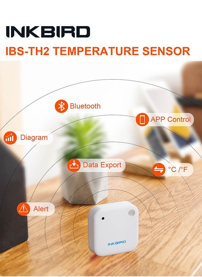 INKBIRD Bluetooth ONLY Temperature Smart Sensor IBS-TH2 Thermometer Alerts Calibration Interval Setting Graph and Data Export Data Logger NO Hygrometer Function