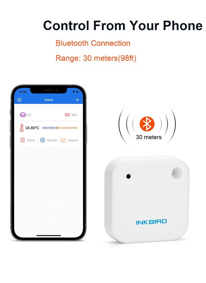 INKBIRD Bluetooth ONLY Temperature Smart Sensor IBS-TH2 Thermometer Alerts Calibration Interval Setting Graph and Data Export Data Logger NO Hygrometer Function