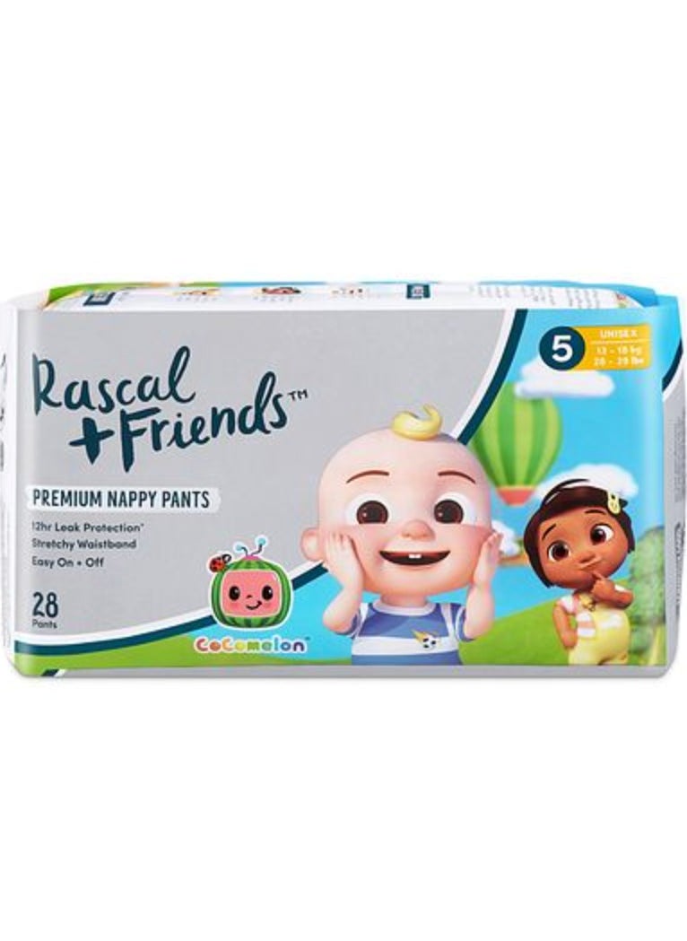Rascal + Friends CoComelon Edition Premium Pant Style Nappies Size 4, 10-15kg, 12hr Absorption, Stretch Waist - 32Pieces