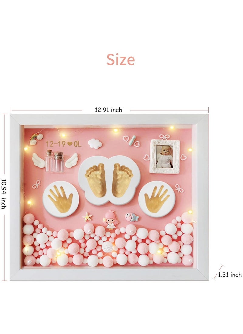 Baby Hand and Footprint Kit, Keepsake Hands Casting kit, Newborn Baby Nursery Memory Art Photo Frame Kit, Baby Shower Picture Frames, for New Parents Gift, Clay Hand Print Picture Frame