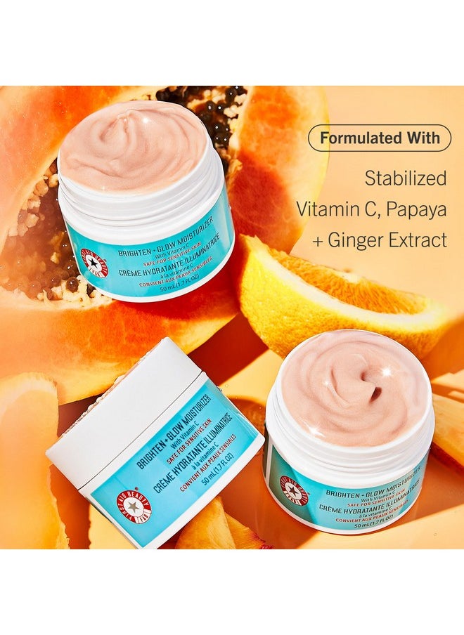 First Aid Beauty - Brighten + Glow Moisturizer with Vitamin C, Visibly Enhance Natural Healthy Glow for All Day Hydration, Lightweight Texture, Safe for Sensitive Skin, 1.7 oz