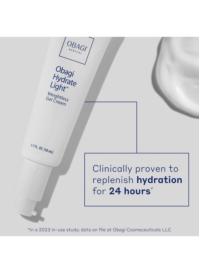 Obagi Hydrate Light Weightless Gel Cream - Lightweight Moisturizer for 24 Hour Hydration - Oil Free, Hypoallergenic & Suitable for All Skin Types - 1.7 oz