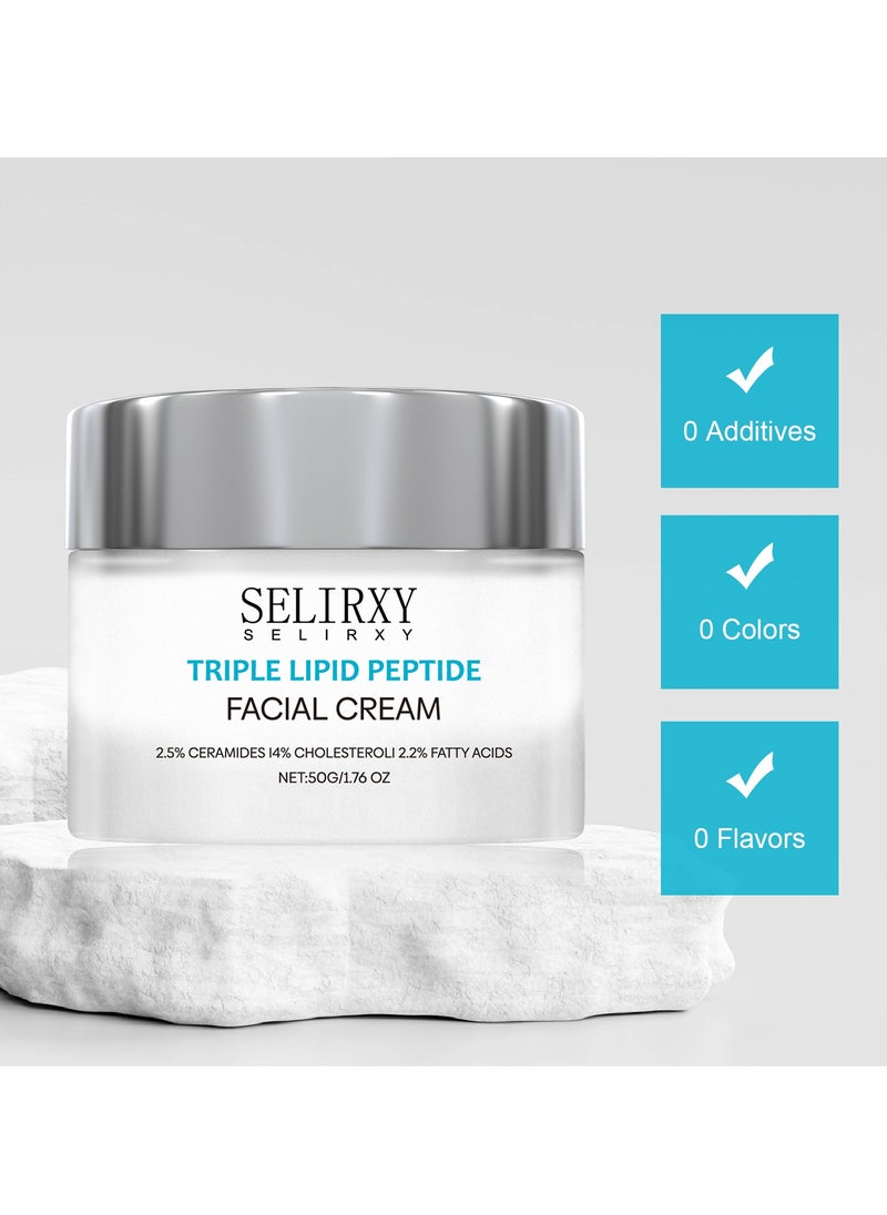 SELIRXY Triple Lipid Peptide Facial Cream 50g - Anti-Aging Face Cream with 2.5% Ceramides & 4% Cholesterol - Moisturizer for Skin Repair & Wrinkle Reduction