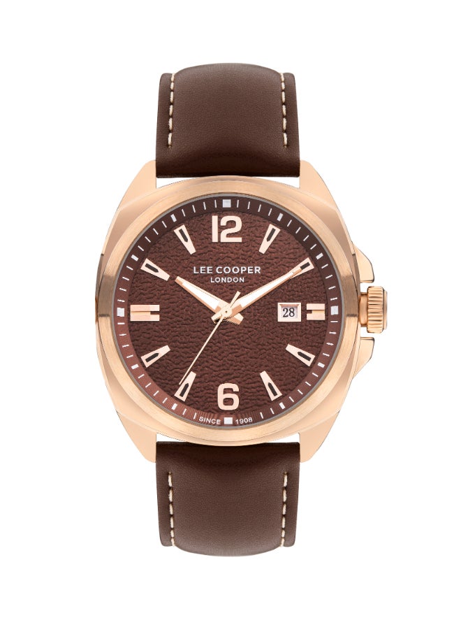 Lee Cooper LC07858.444 Men's Analog Display Watch & Leather Strap Brown