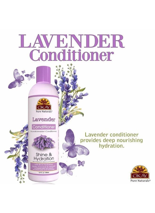 Lavender Shine&Hydration Conditioner Helps Replenish,Nourish and Hydrate Hair Sulfate,Silicone,Paraben Free For All Hair Types and Textures Made in USA 12oz (OKAY-LAVC12)