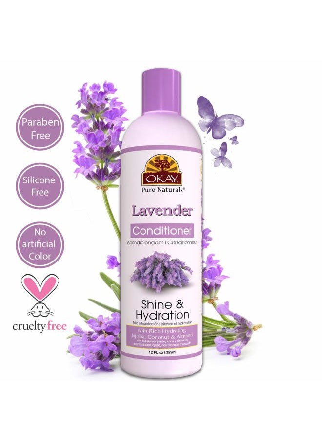 Lavender Shine&Hydration Conditioner Helps Replenish,Nourish and Hydrate Hair Sulfate,Silicone,Paraben Free For All Hair Types and Textures Made in USA 12oz (OKAY-LAVC12)