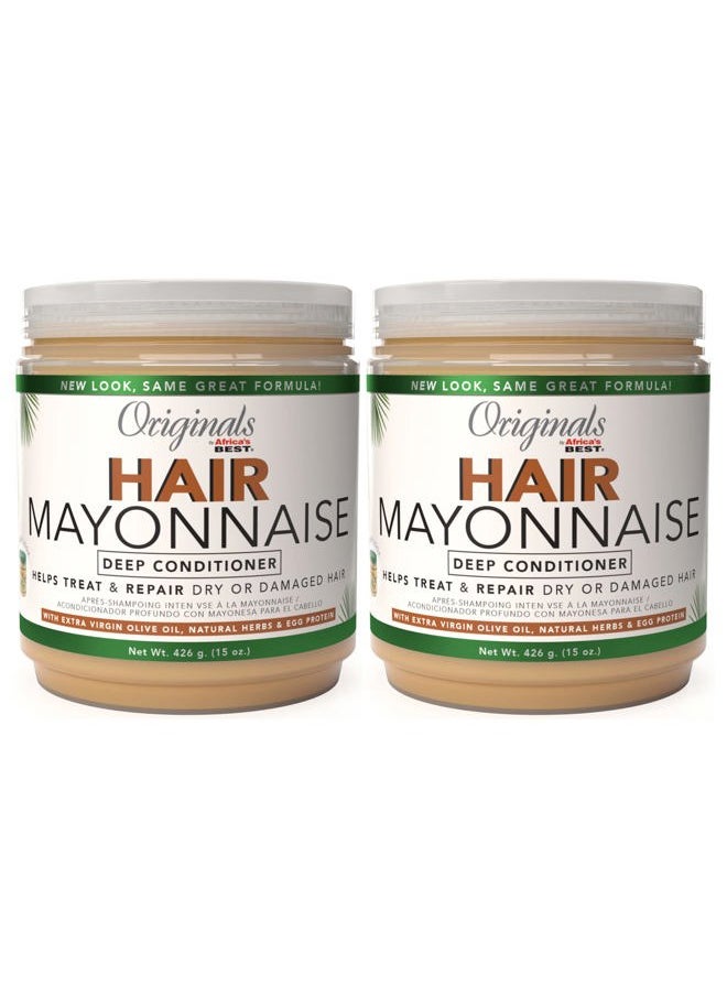 Originals By Africa's Best Hair Mayonnaise Conditioner – 2 Pack (15 oz Jars) – Enriched with Herbal Extracts, Egg Protein & Olive Oil for Deep Conditioning & Repair