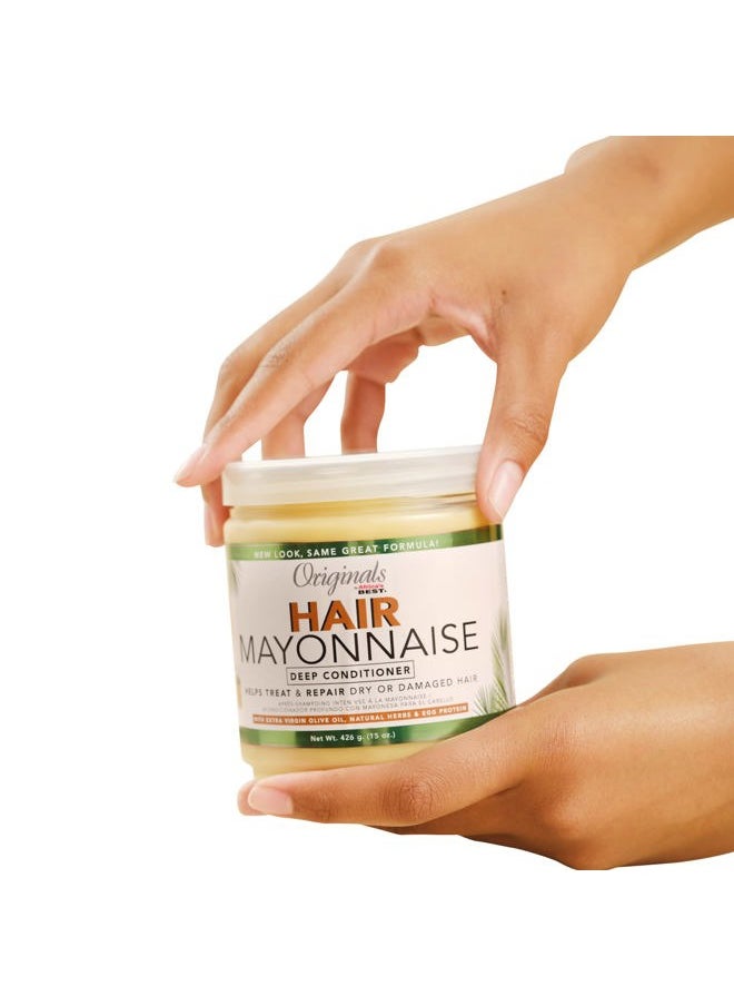 Originals By Africa's Best Hair Mayonnaise Conditioner – 2 Pack (15 oz Jars) – Enriched with Herbal Extracts, Egg Protein & Olive Oil for Deep Conditioning & Repair