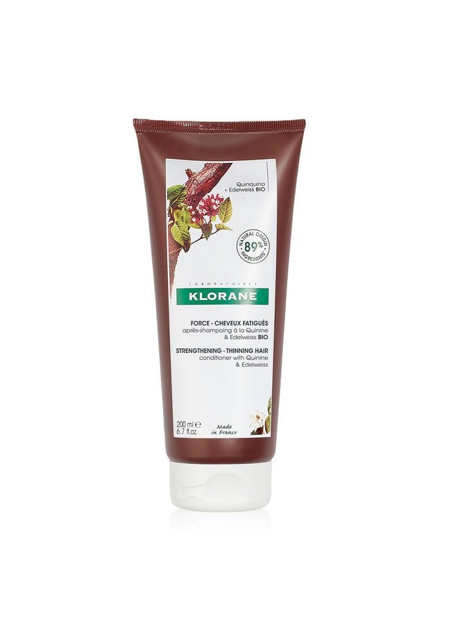 Klorane Strengthening Conditioner with Quinine and Edelweiss for Thinning Hair, Supports Thicker, Stronger, Healthier Hair, For Men and Women, Paraben, Silicone and Sulfate Free