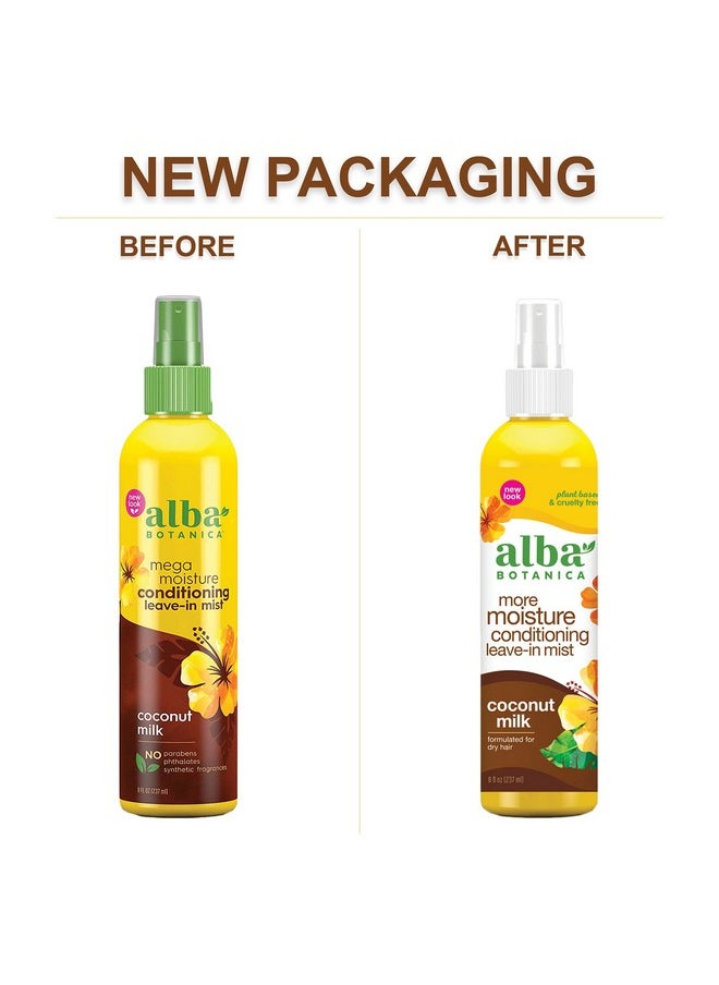 Alba Botanica Mega Moisture Conditioning Leave-In Mist, Coconut Milk, 8 Oz (Packaging May Vary)
