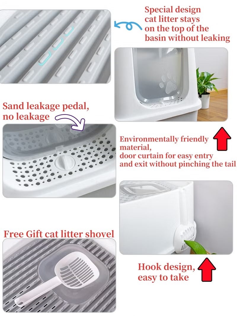Double Entrance Fully enclosed cat litter box extra large 51*45CM Accommodate 10kg cat easy to clean and deodorize The enlarged basin can hold 12L cat litter