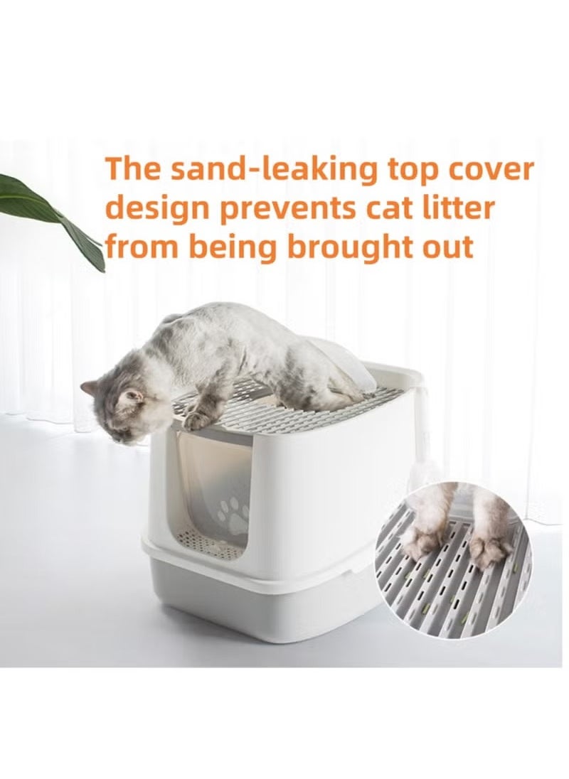 Double Entrance Fully enclosed cat litter box extra large 51*45CM Accommodate 10kg cat easy to clean and deodorize The enlarged basin can hold 12L cat litter