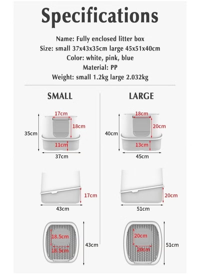 Double Entrance Fully enclosed cat litter box extra large 51*45CM Accommodate 10kg cat easy to clean and deodorize The enlarged basin can hold 12L cat litter