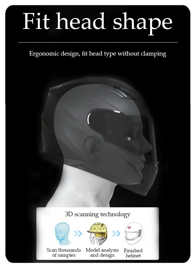 Full face motorcycle helmet, lightweight, collision resistant, breathable lining motorcycle helmet, cool riding equipment Four season racing helmet, suitable for both men and women, black