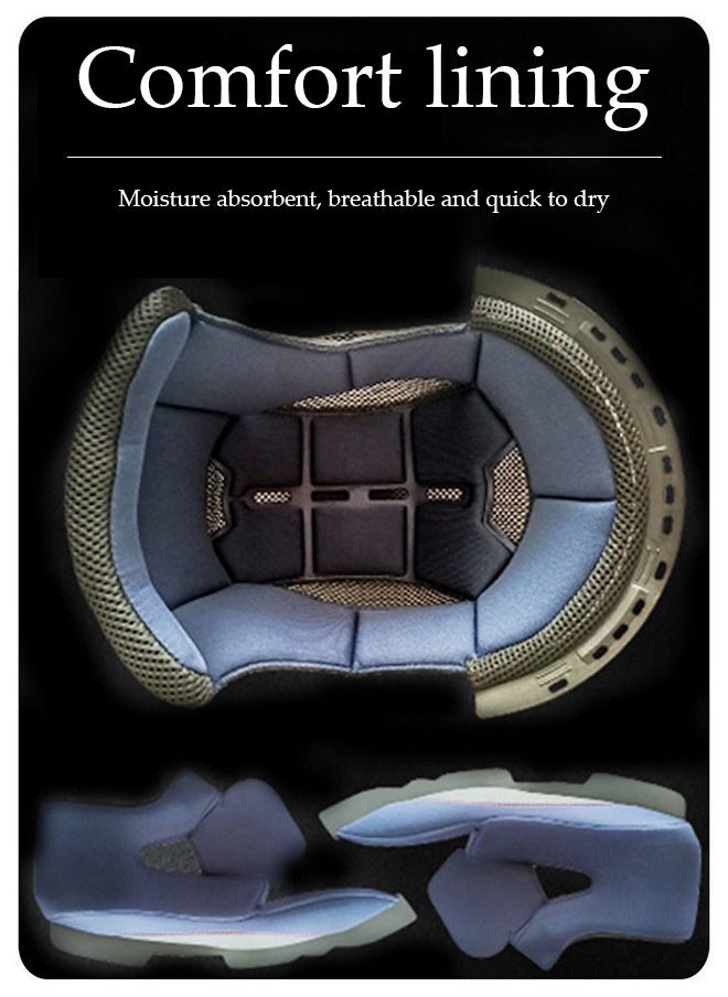 Full face motorcycle helmet, lightweight, collision resistant, breathable lining motorcycle helmet, cool riding equipment Four season racing helmet, suitable for both men and women, black