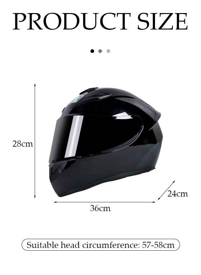 Full face motorcycle helmet, lightweight, collision resistant, breathable lining motorcycle helmet, cool riding equipment Four season racing helmet, suitable for both men and women, black