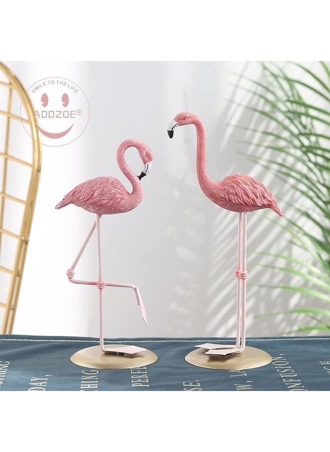 (Set of 2) Resin Pink Flamingo Ornaments Statue Tabletop Decorations Figurines Collectible Decoration GiftHome Decor Wedding