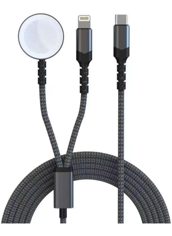 Trands TR-CA8724 2-in-1 Wireless Charging Cable, Black