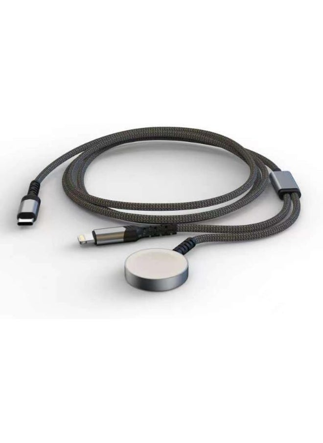 Trands TR-CA8724 2-in-1 Wireless Charging Cable, Black