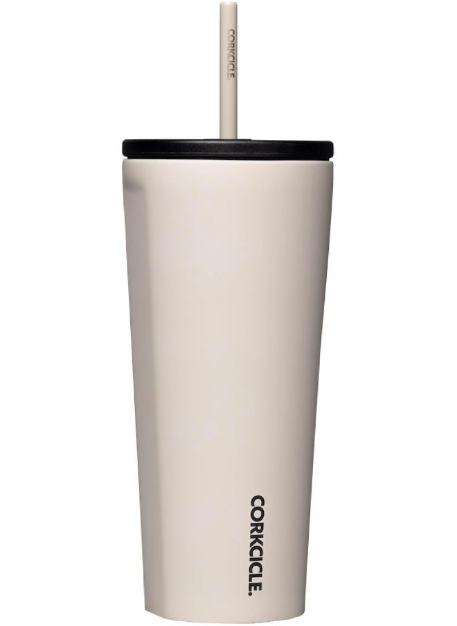 Corkcicle Cold Cup Insulated Tumbler with Lid and Straw, Latte, 24 oz – Reusable Water Bottle Keeps Beverages Cold for 12hrs, Hot 5hrs – Cupholder Friendly Tumbler, Lid for Flexible Sipping