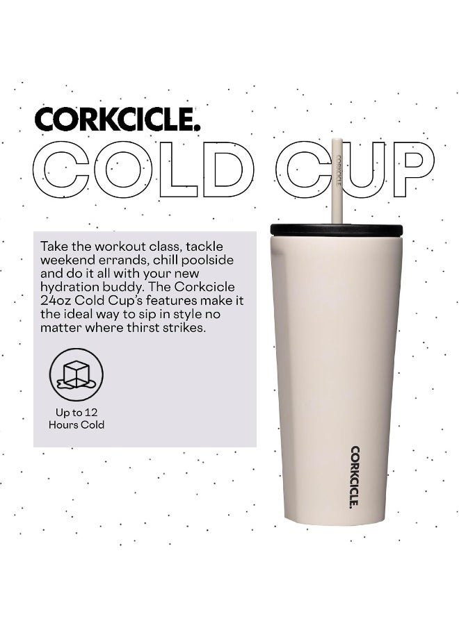 Corkcicle Cold Cup Insulated Tumbler with Lid and Straw, Latte, 24 oz – Reusable Water Bottle Keeps Beverages Cold for 12hrs, Hot 5hrs – Cupholder Friendly Tumbler, Lid for Flexible Sipping