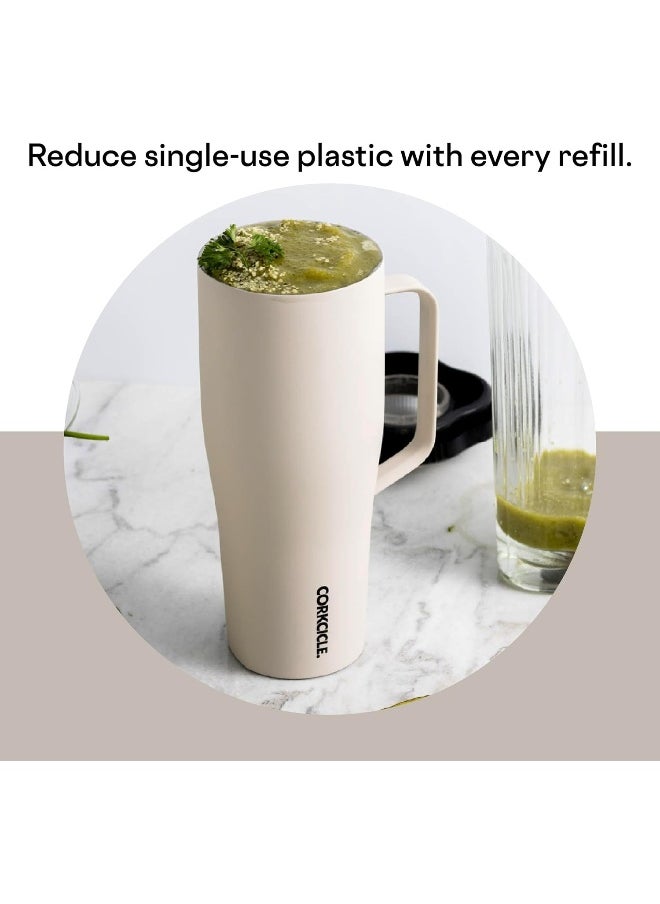 Corkcicle Cold Cup XL Insulated Tumbler with Handle, Lid, & Straw, Latte, 30 oz – Reusable Cupholder Friendly Water Bottle Keeps Drinks Cold 12hrs