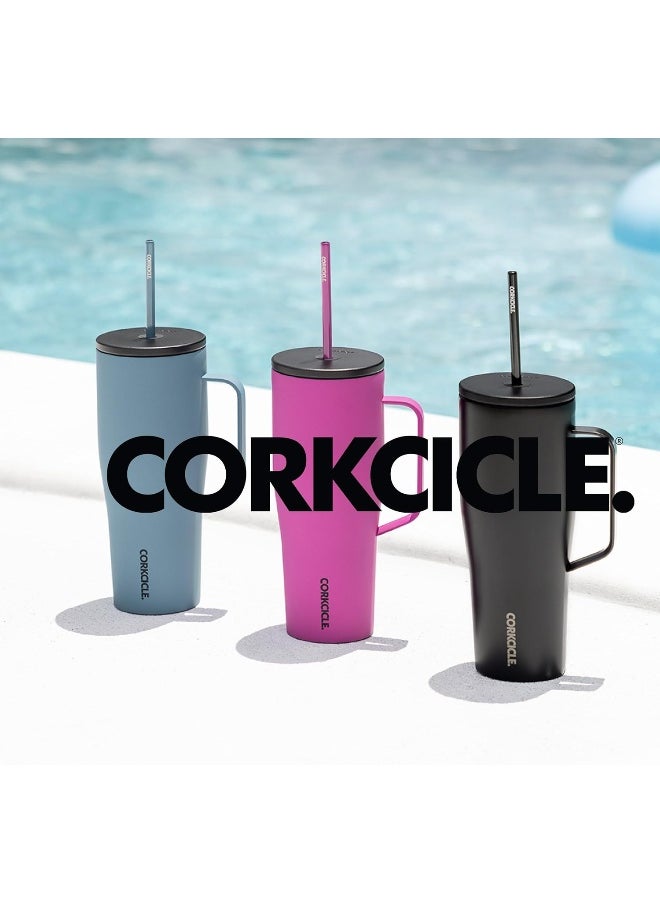 Corkcicle Cold Cup XL Insulated Tumbler with Handle, Lid, & Straw, Latte, 30 oz – Reusable Cupholder Friendly Water Bottle Keeps Drinks Cold 12hrs