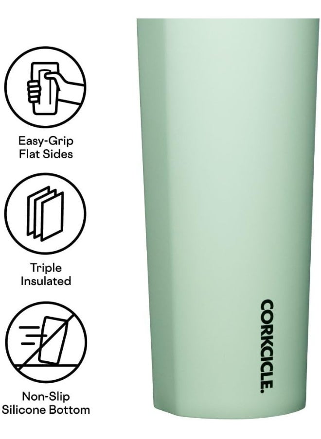 Corkcicle Insulated Canteen Travel Water Bottle, Triple Insulated Stainless Steel, Easy Grip Straw Mouth, Keeps Beverages Cold for 25 Hours or Warm for 12 Hours, 20 oz, Sage Mist