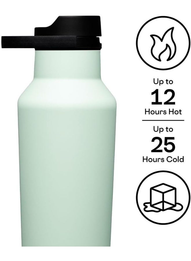 Corkcicle Insulated Canteen Travel Water Bottle, Triple Insulated Stainless Steel, Easy Grip Straw Mouth, Keeps Beverages Cold for 25 Hours or Warm for 12 Hours, 20 oz, Sage Mist