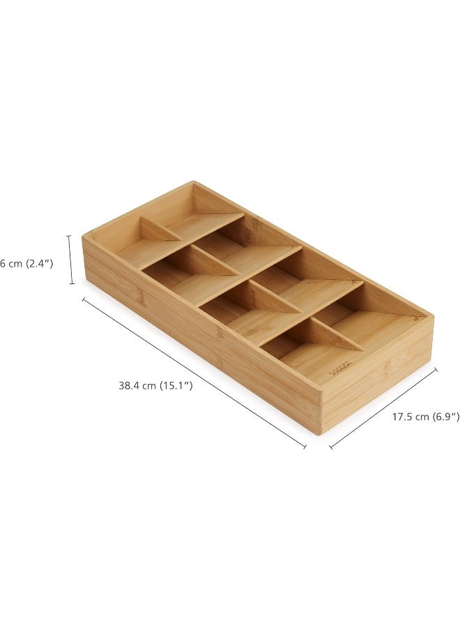 Joseph Joseph Drawer Store Large Compact Cutlery Drawer Organiser 8 Compartments Holds 48 Pieces Bamboo