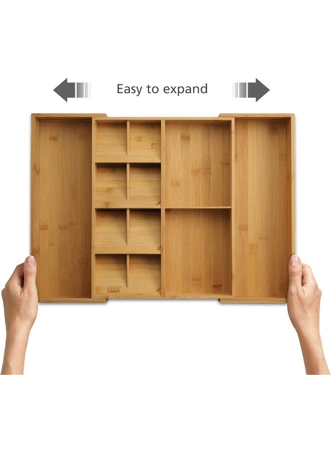 Joseph Joseph DrawerStore Expandable Adjustable Drawer Tray Cutlery Kitchen Utensil Organizer 10-12 Compartments Bamboo