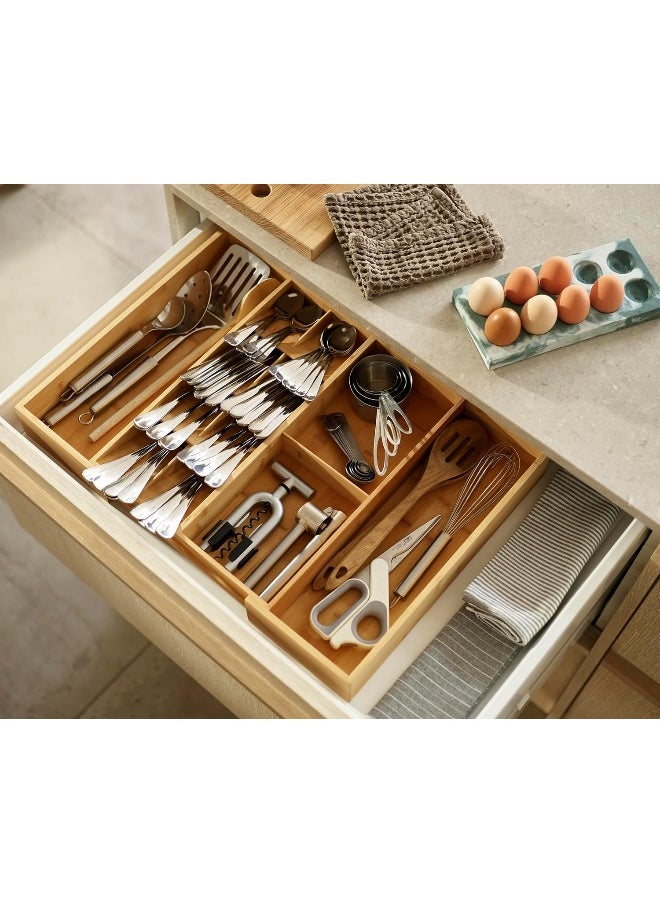Joseph Joseph DrawerStore Expandable Adjustable Drawer Tray Cutlery Kitchen Utensil Organizer 10-12 Compartments Bamboo
