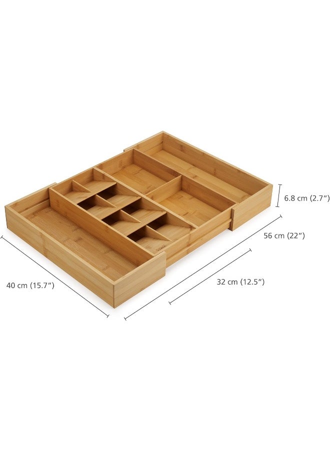 Joseph Joseph DrawerStore Expandable Adjustable Drawer Tray Cutlery Kitchen Utensil Organizer 10-12 Compartments Bamboo