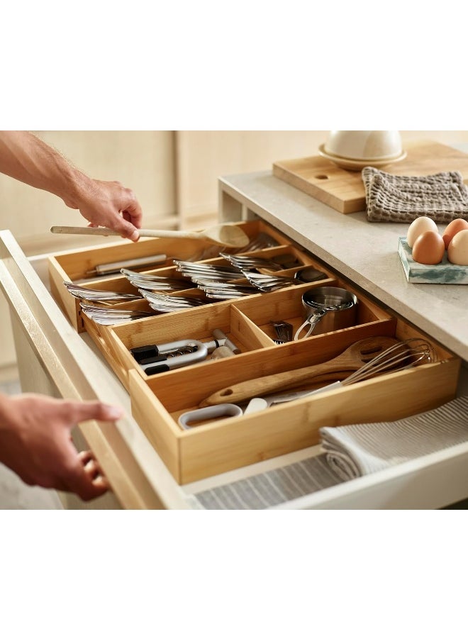 Joseph Joseph DrawerStore Expandable Adjustable Drawer Tray Cutlery Kitchen Utensil Organizer 10-12 Compartments Bamboo