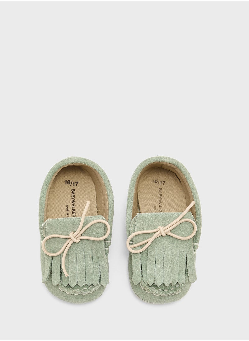 Leather Moccasins With Fringes