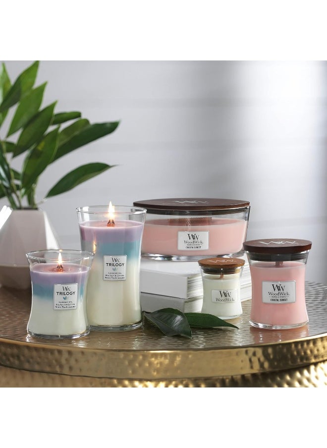 Woodwick Large Hourglass Trilogy Scented Candle | Calming Retreat | with ling Wick | Burn Time: Up to 130 Hours Glass, Calming Retreat