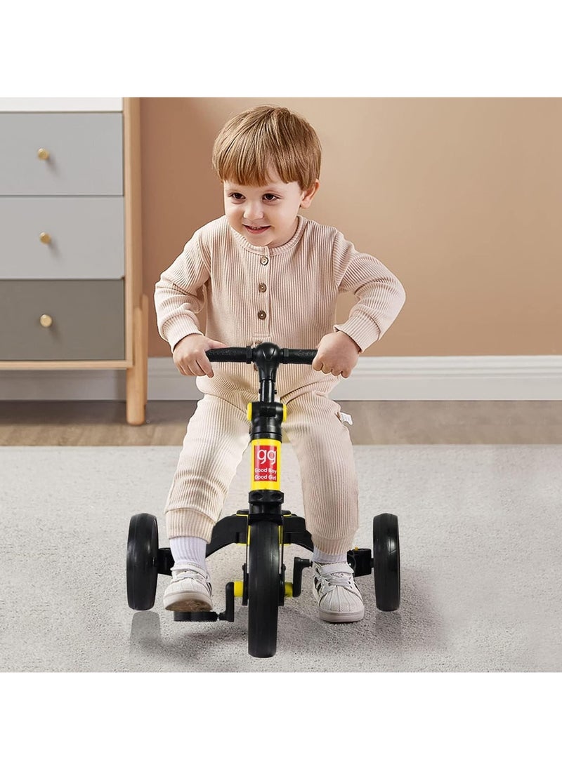4 In 1 Kids Tricycles Toddlers Trike with Adjustable Seat for Indoor and Outdoor Girls and Boys Yellow