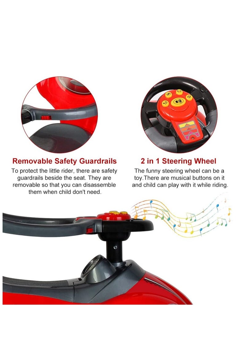 Push Cars for Toddlers, 3 in 1 Ride on Push Car with Music, Safety Brackets, and Anti-Topple Devices, Removable Handle for the Ages 1-3 years (Red) 301