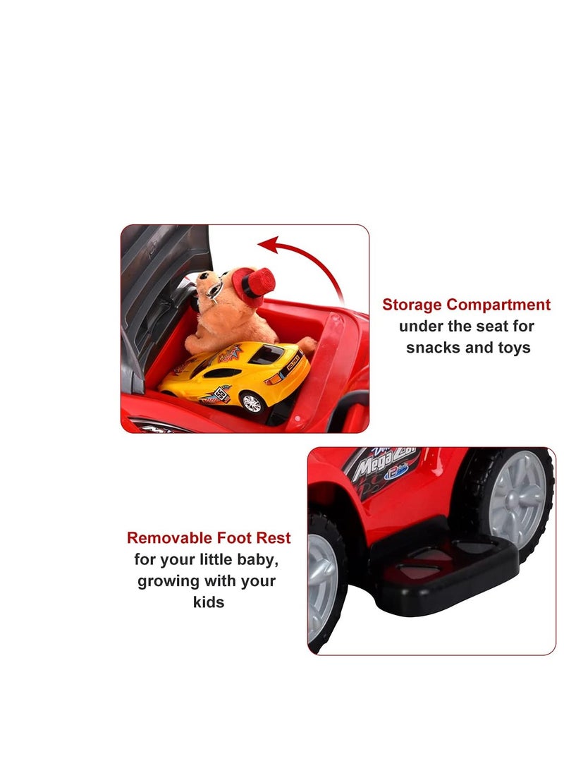 Push Cars for Toddlers, 3 in 1 Ride on Push Car with Music, Safety Brackets, and Anti-Topple Devices, Removable Handle for the Ages 1-3 years (Red) 301