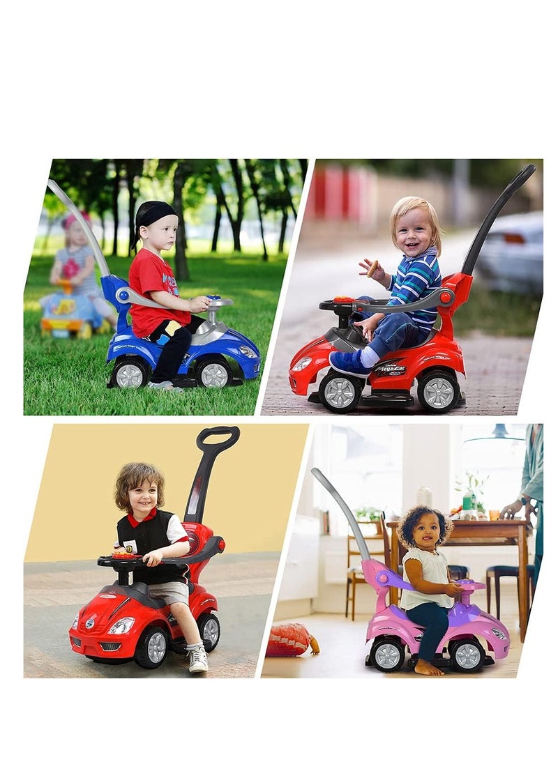 Push Cars for Toddlers, 3 in 1 Ride on Push Car with Music, Safety Brackets, and Anti-Topple Devices, Removable Handle for the Ages 1-3 years (Red) 301