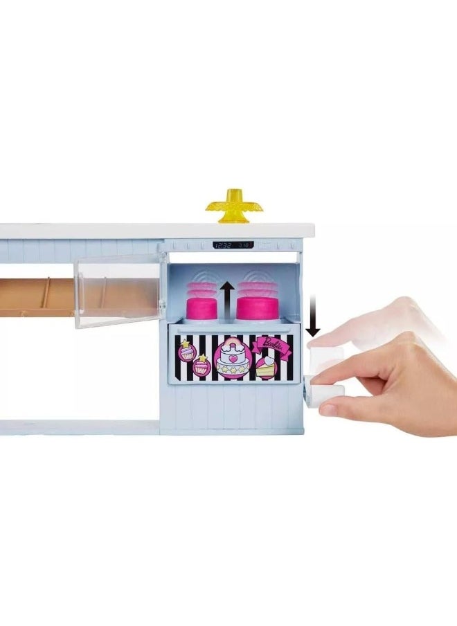 Barbie Doll Bakery Playset with Pink-Haired Petite Doll, Baking Station, 20+ Pieces