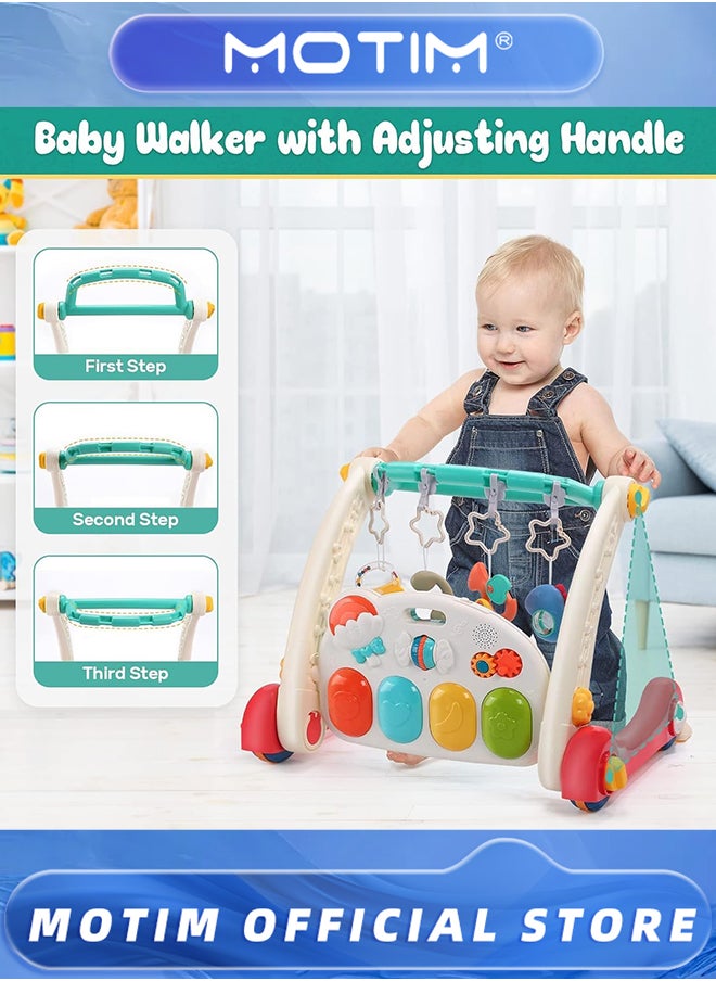 Baby Gym Play Mat Baby Learning Walker Baby Activity Mat with Play Piano Musical Activity Center with Lights Baby Push Walkers Tummy Time Mat for Infant Newborn Toddlers