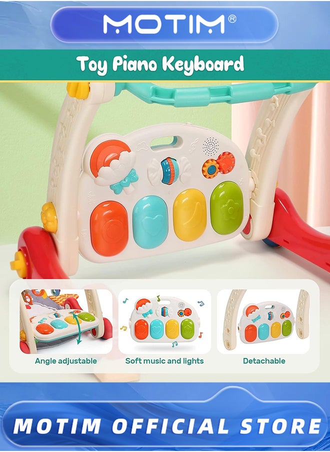 Baby Gym Play Mat Baby Learning Walker Baby Activity Mat with Play Piano Musical Activity Center with Lights Baby Push Walkers Tummy Time Mat for Infant Newborn Toddlers