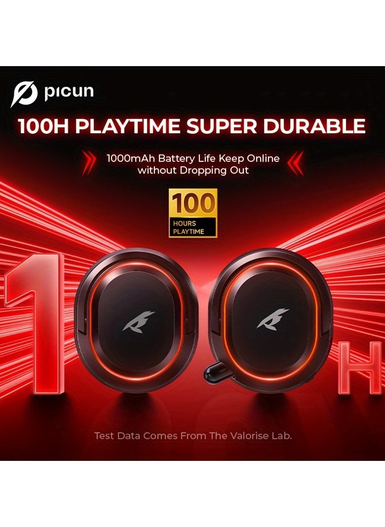 Picun G2 Wireless Gaming Headset, 2.4GHz Ultra-Low Latency Wireless Gaming Headphone with Noise-canceling Microphone, 7.1 Surround Sound with Immersive Experience, Glowing LED Lights, USB-C transmitter with USB-A adapter for PS5, PS4, PC