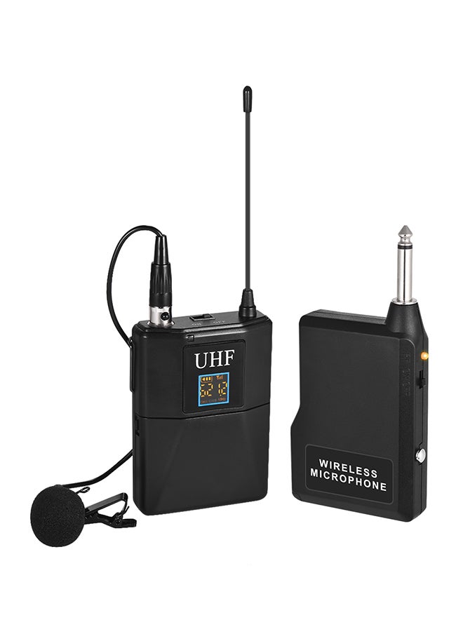 2-Piece UHF Wireless Microphone System Transmitter And Receiver UHF Black