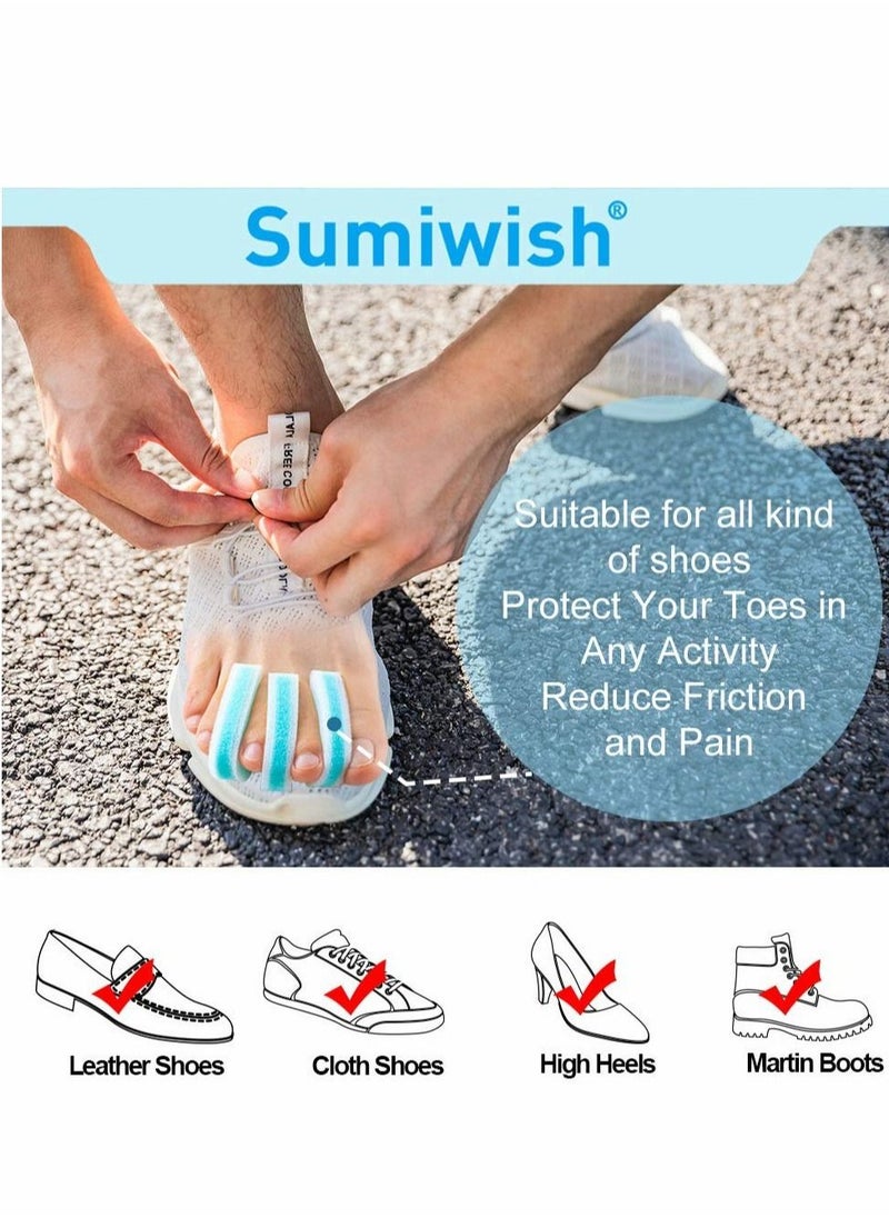 Foam Toe Separators, Breathable Spacers, Reduce Friction and Relieve Corns Pain, to Align Crooked, Overlapping, Corn, Blister Irritation, 10 Pairs (Blue)