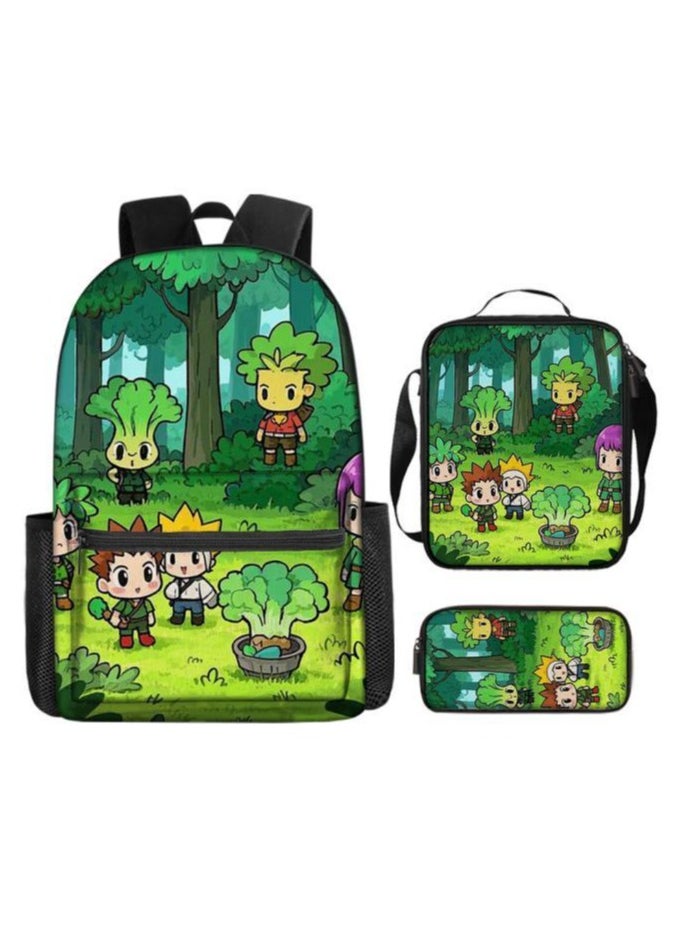 Cartoon three-piece schoolbag with zipper - 516