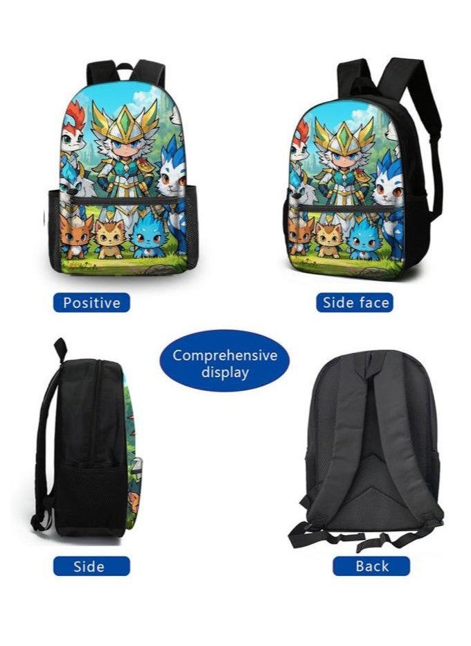 Cartoon three-piece schoolbag with zipper - 827